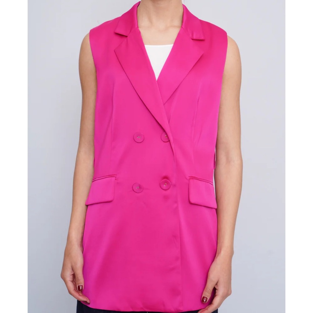 House of Harlow 1960 Vest Double Breasted M Satin Pink Barbiecore Chic